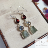 Raw Aquamarine Earring, Garnet Dangle Earring,925Silver Dainty Earring, Gemstone Dangle Earring, Labradorite Statement Earring, Wedding Gift